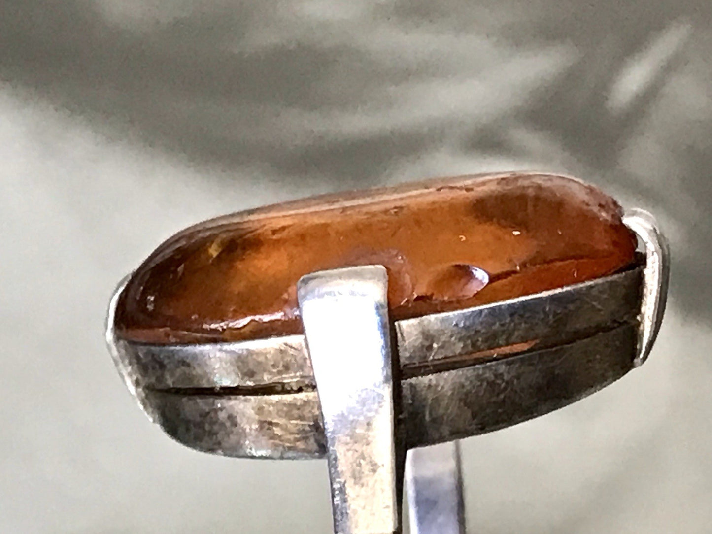 Alt Vintage Edel Bernstein DAMEN RING Silber 835 Super Design Gr. 56 57 schön!