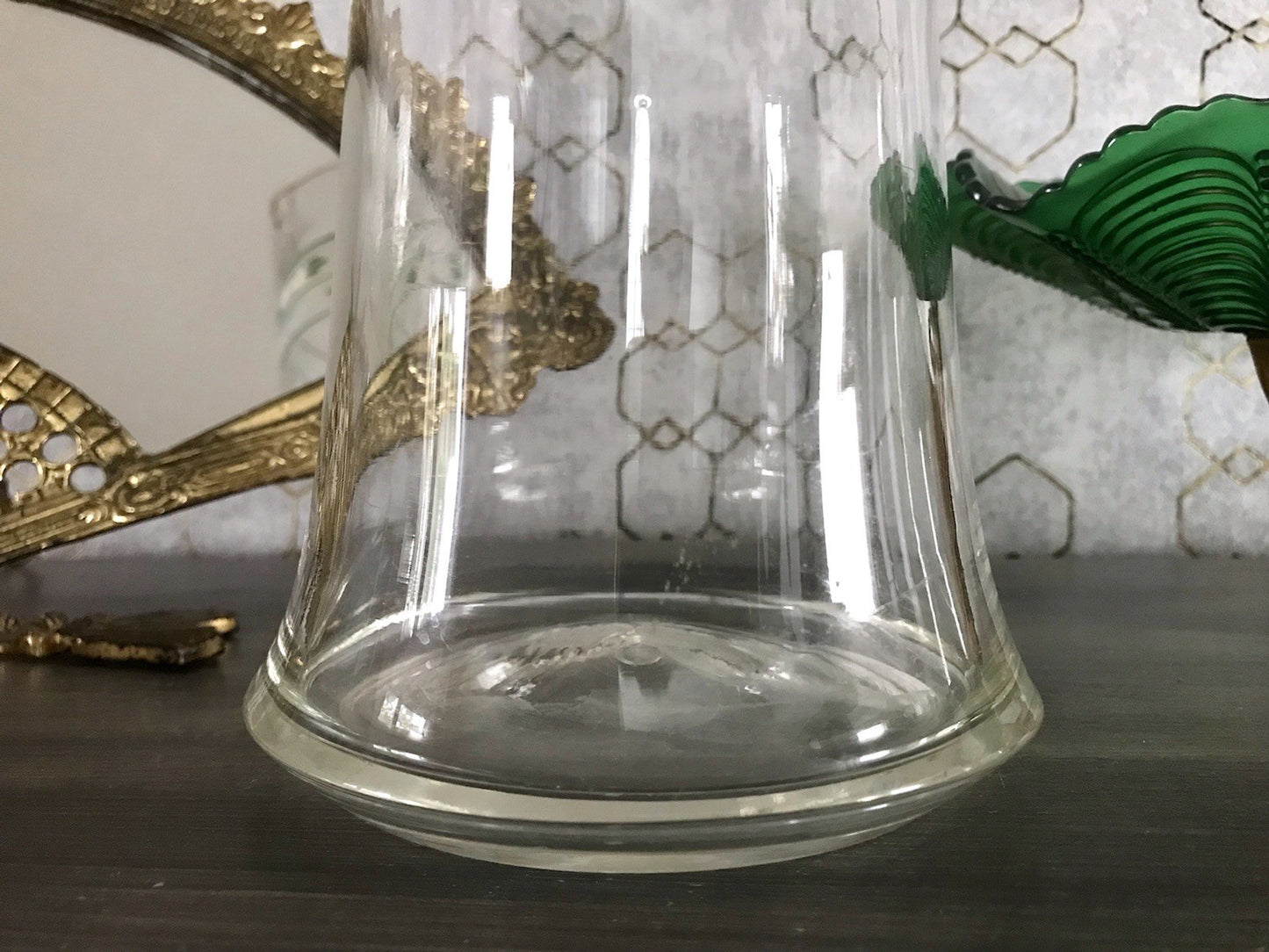 Antik Jugendstil große Karaffe Krug Schankkrug Emaile Golddekor Kanne