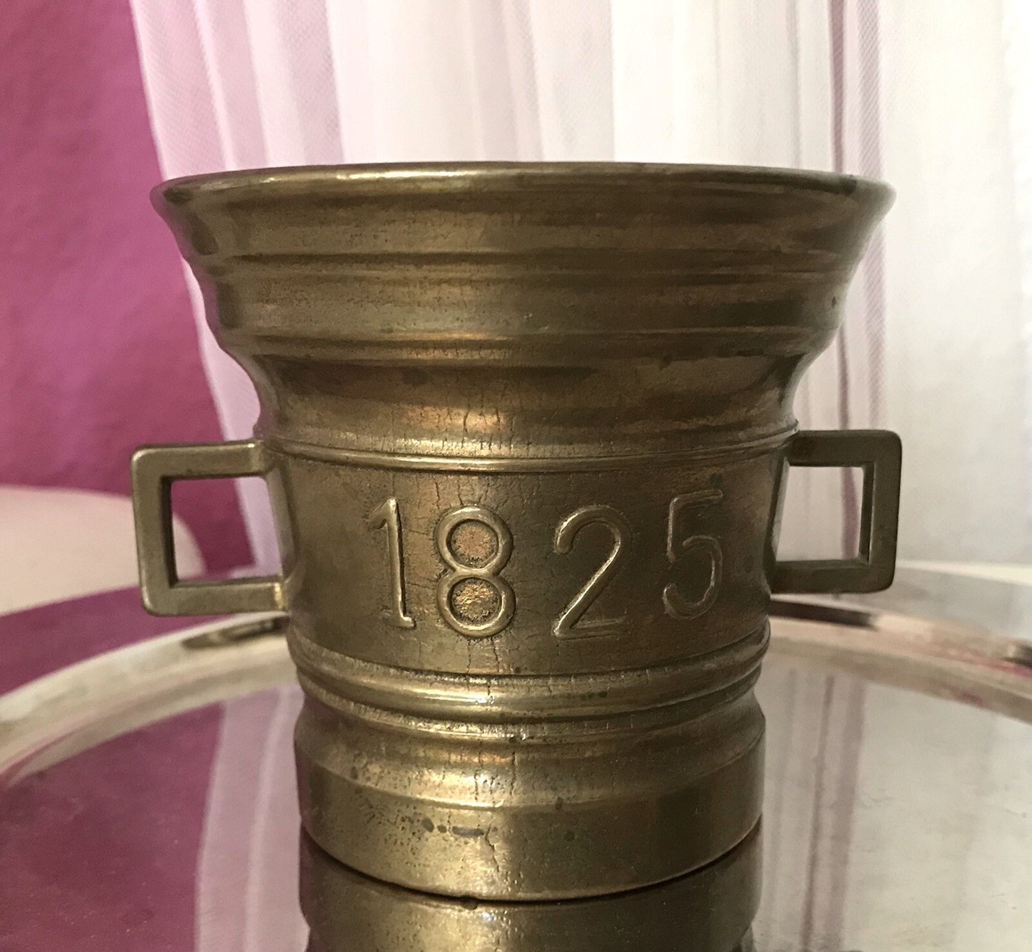 Alt Vintage Messing Mörser mit Pistill Stößel 1825 Replik