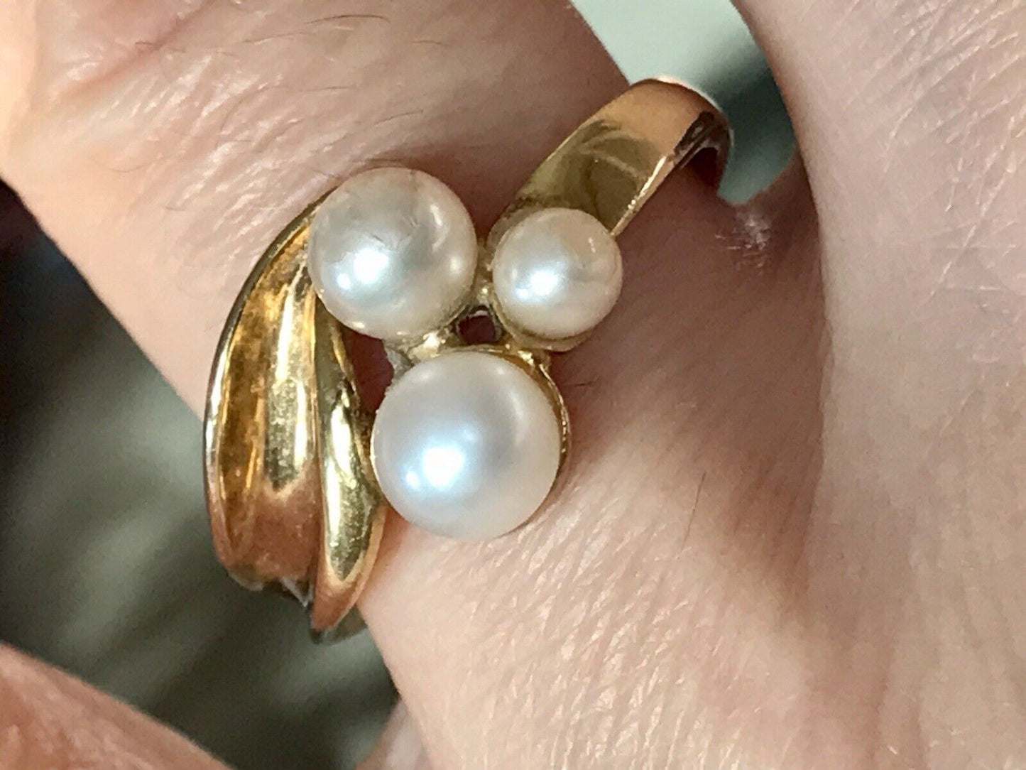 Majorica Edel DAMEN RING Perlen Gr.56 57 vergoldet 925 Silber