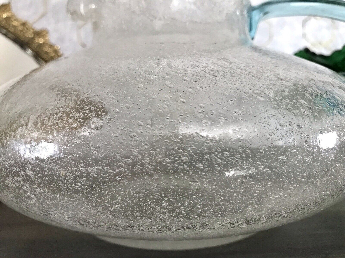 Vintage Glaskunst Kanne Krug Glaskrug Karaffe Glasvase Glas Schaumglas