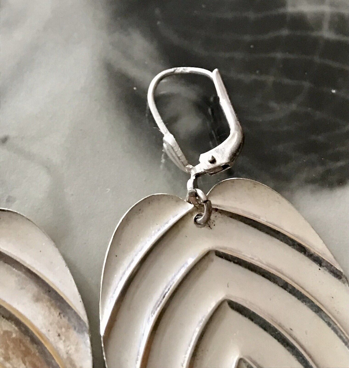 Vintage Ohrhänger Ohrringe Blätter Hänger DAMEN Silber vergoldet SUPER Design