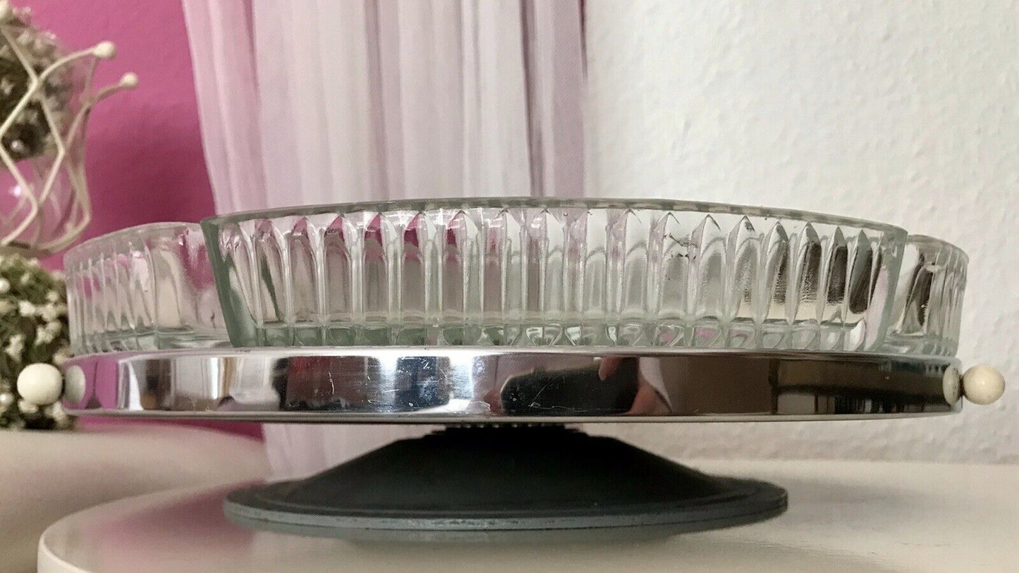 Antik schöne Art Déco Schale Tafelaufsatz Kabarett-Schale Pressglas drehbar