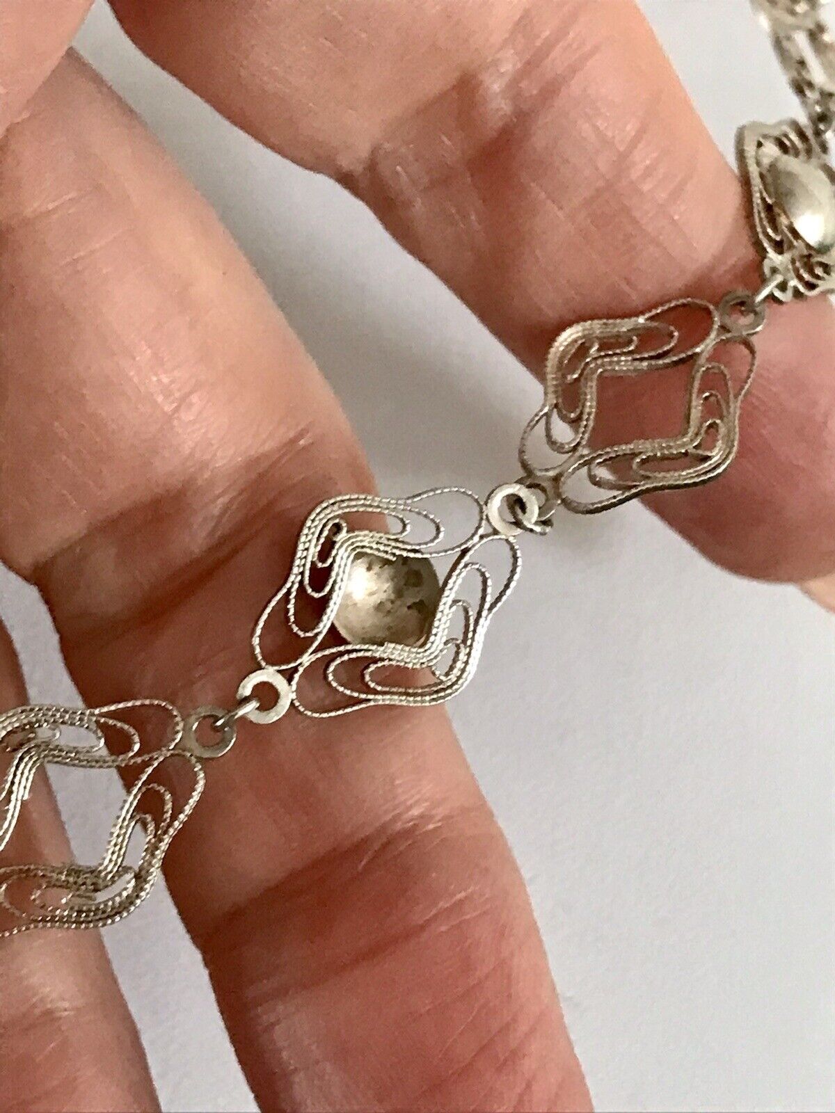 Alt Vintage Edel 835 Silber Collier Halskette