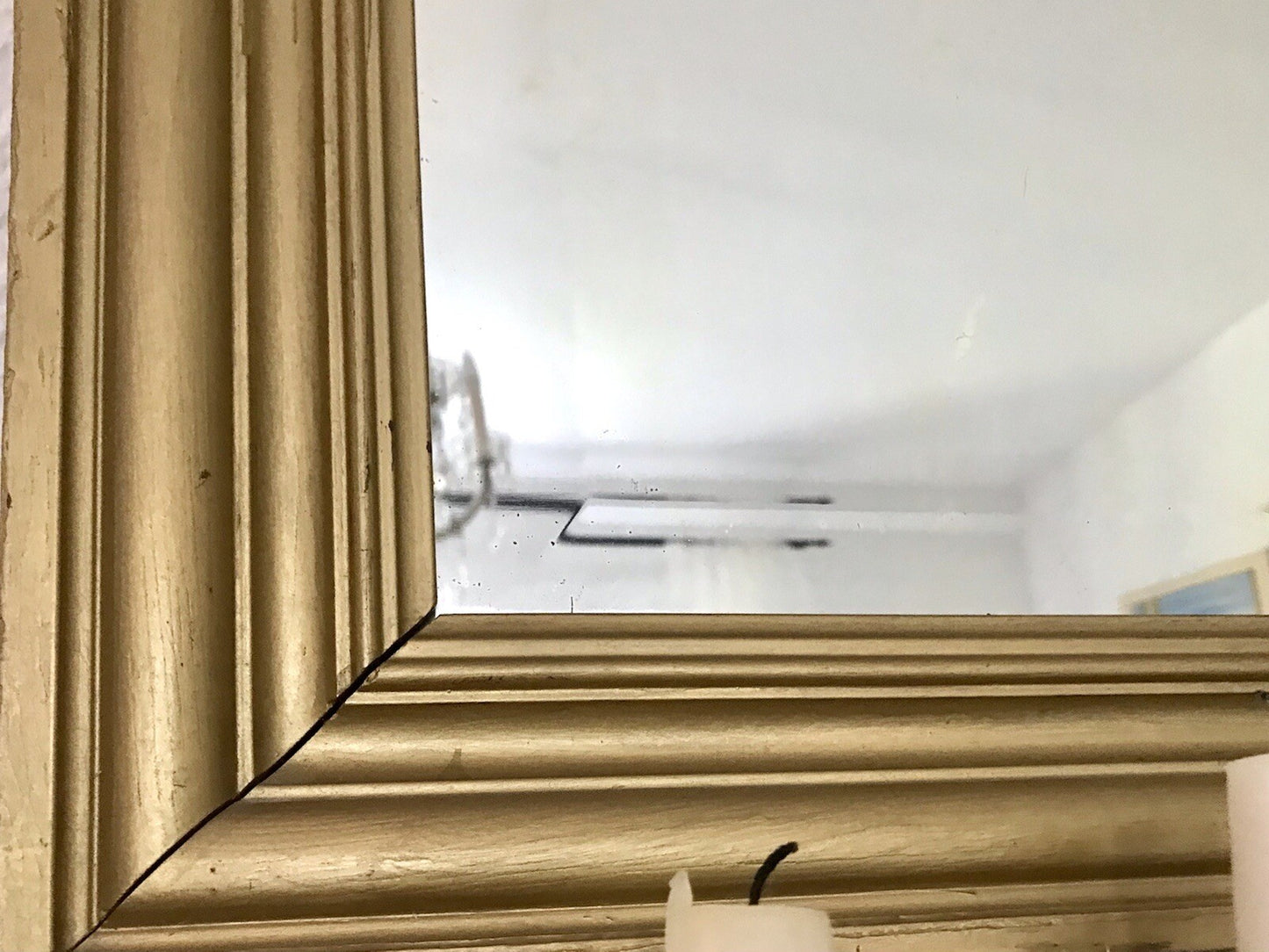 Antik Spiegel facettiert 1900-20 Jugendstil Art Déco Weichholz Wandspiegel gold