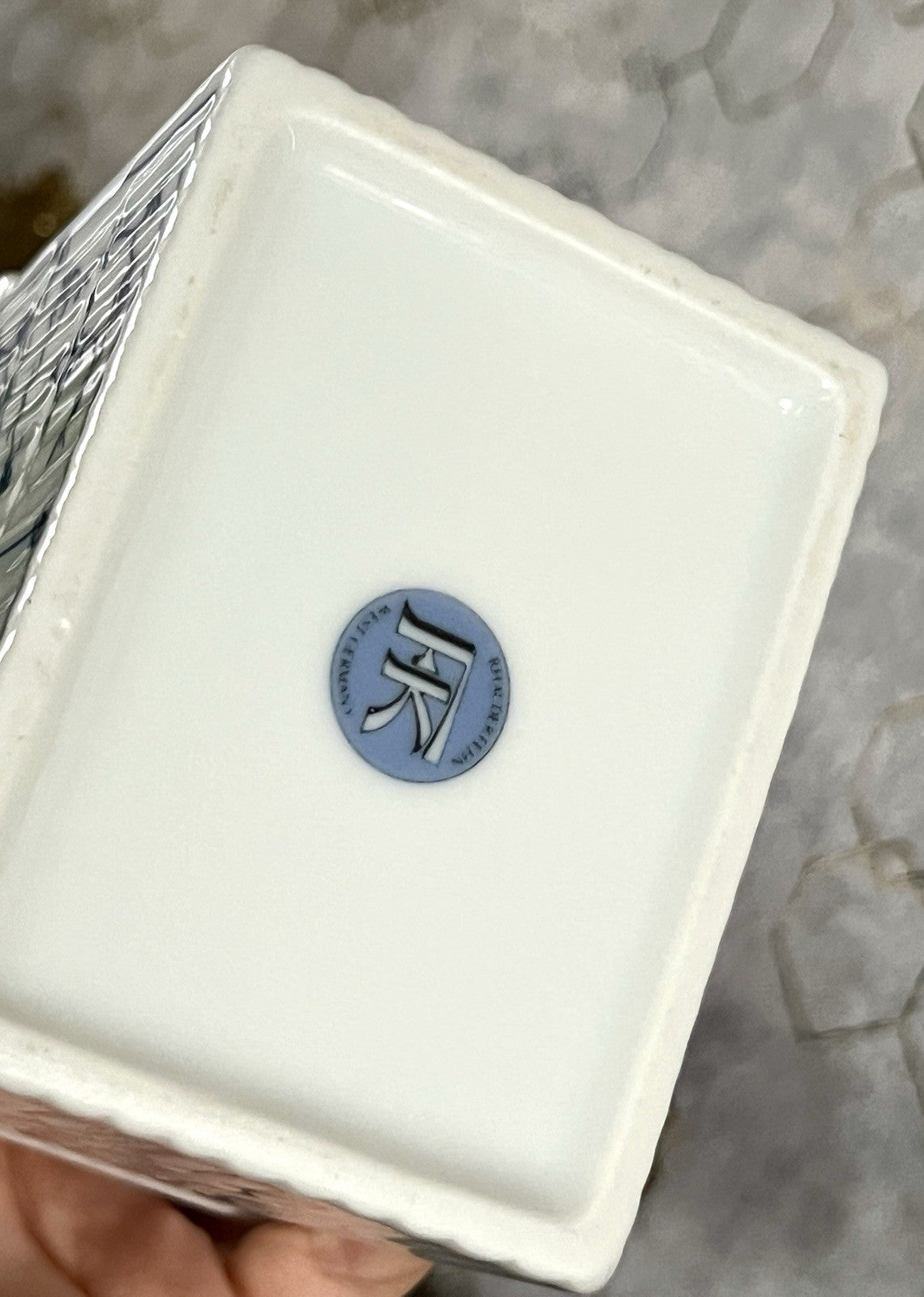 Vintage älter 1 Porzellan Teedose indisch blau weiß Rauderfehn Frerich Kramer