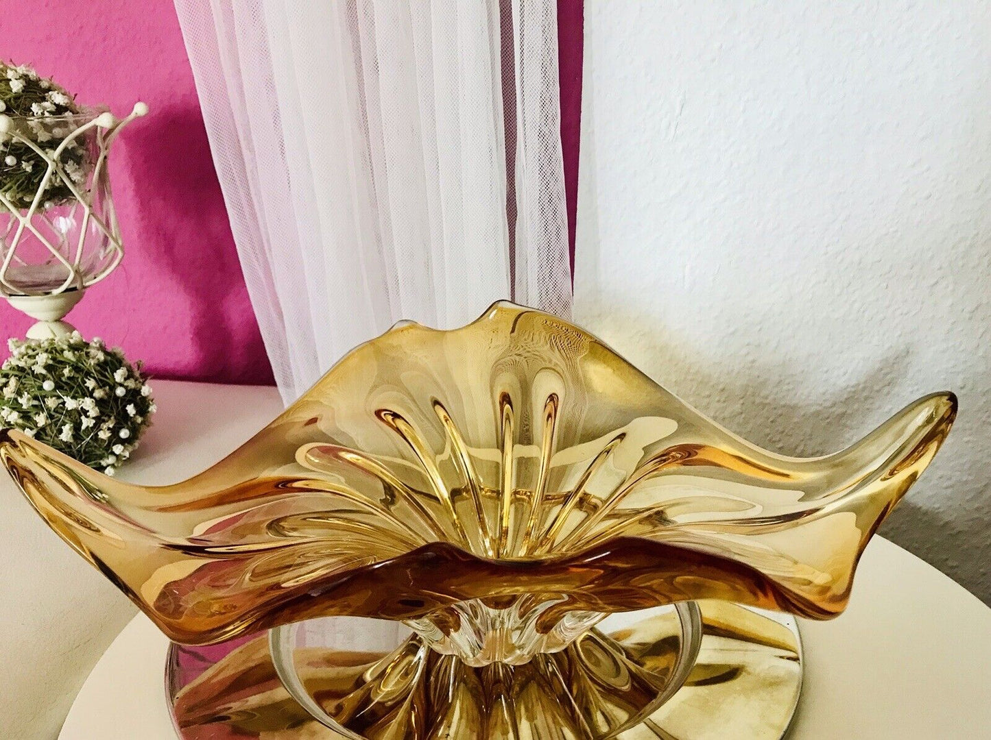Vintage GROß 60er Somerso Murano Schale Glas Gelb Überfangglas Erscheinung