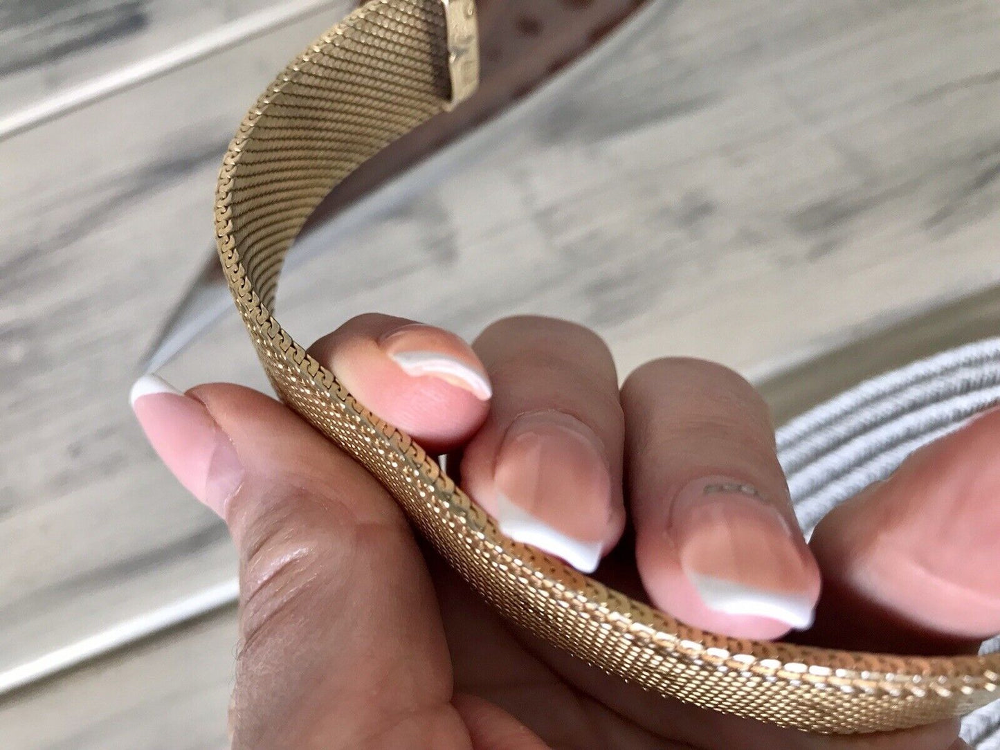 Vintage wunderschönes breites Teppicharmband Armband vergoldet