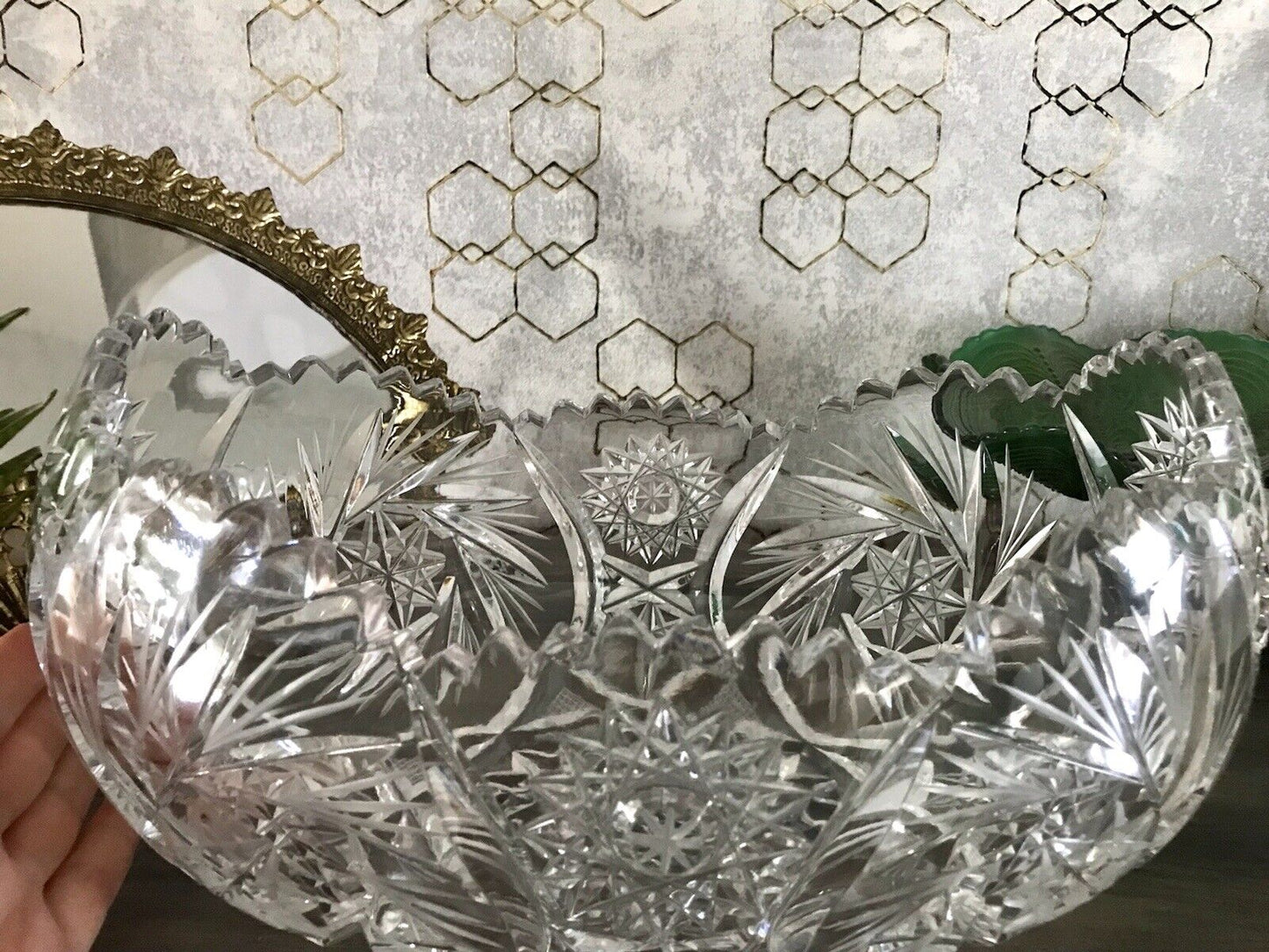 Groß EDEL Bleikristall Schale Glasschale Jardiniere Kristallglas Glas Böhmen