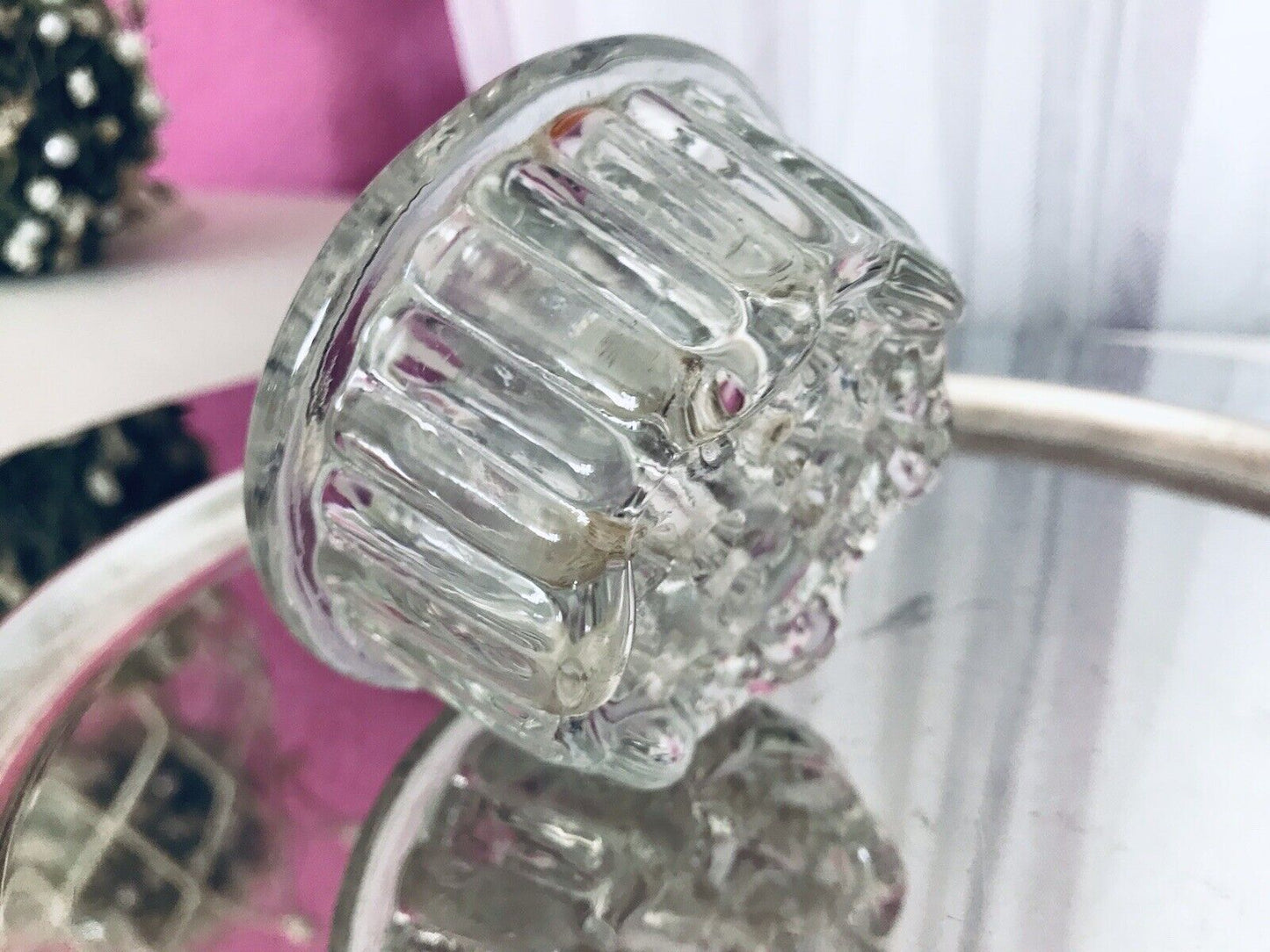 Antik Art Déco Pressglas Blumenvase Steckeinsatz rund Glas