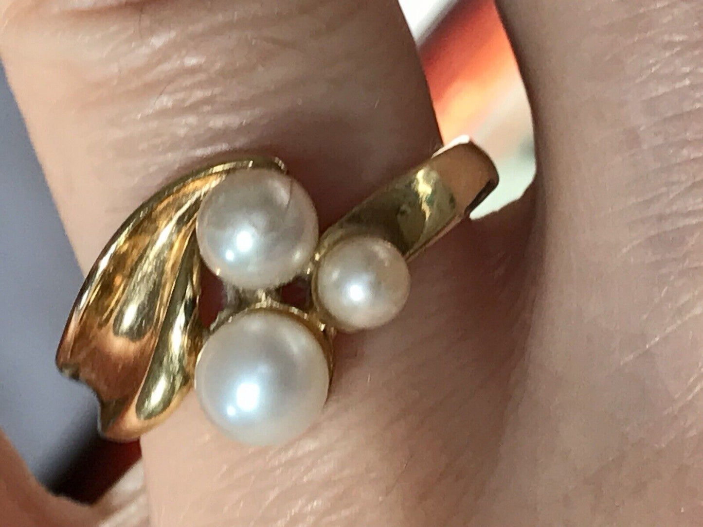 Majorica Edel DAMEN RING Perlen Gr.56 57 vergoldet 925 Silber