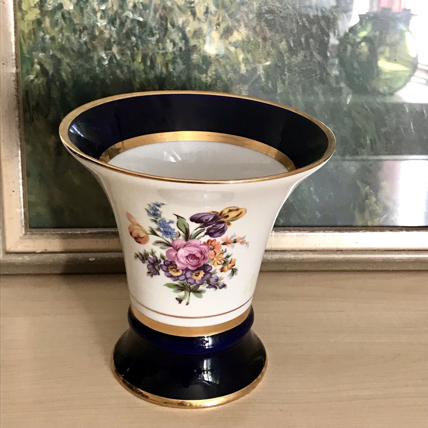 Vintage Alt Porzellan Prunkvase Vase Echt Kobalt blau Royal Dux Porzellan Böhmen