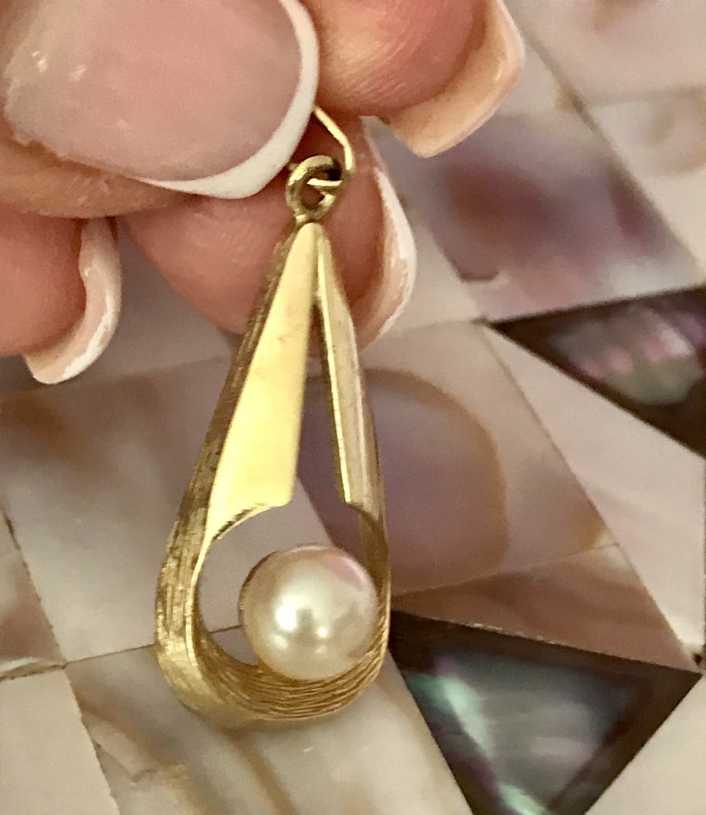 Vintage Designer Anhänger Perle Amerik. Doublè vergoldet