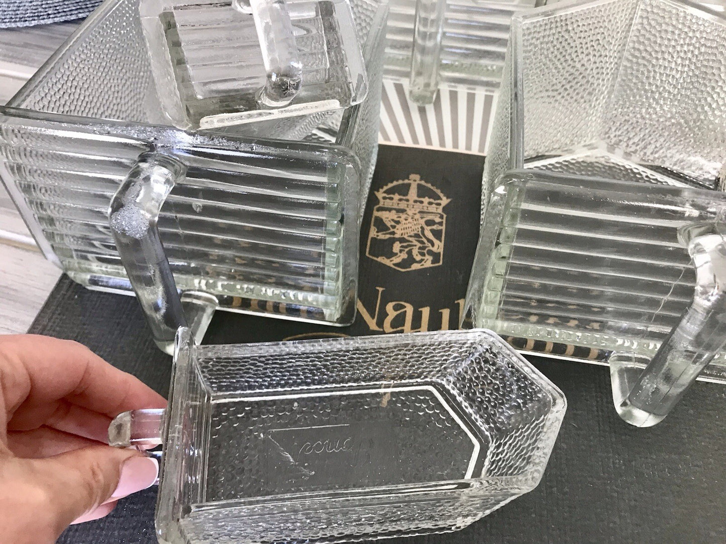 Antik 8 Art Déco Vintage Schütten Glas Pressglas Ponce Vorratsgefäße