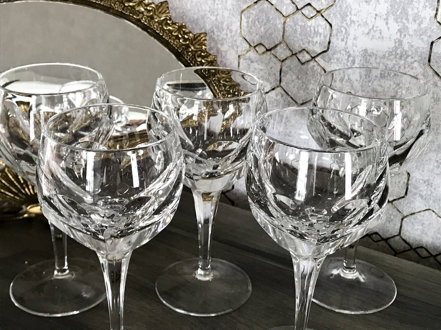 Vintage Edel 5x Weingläser Gläser Kristallglas Bleikristall