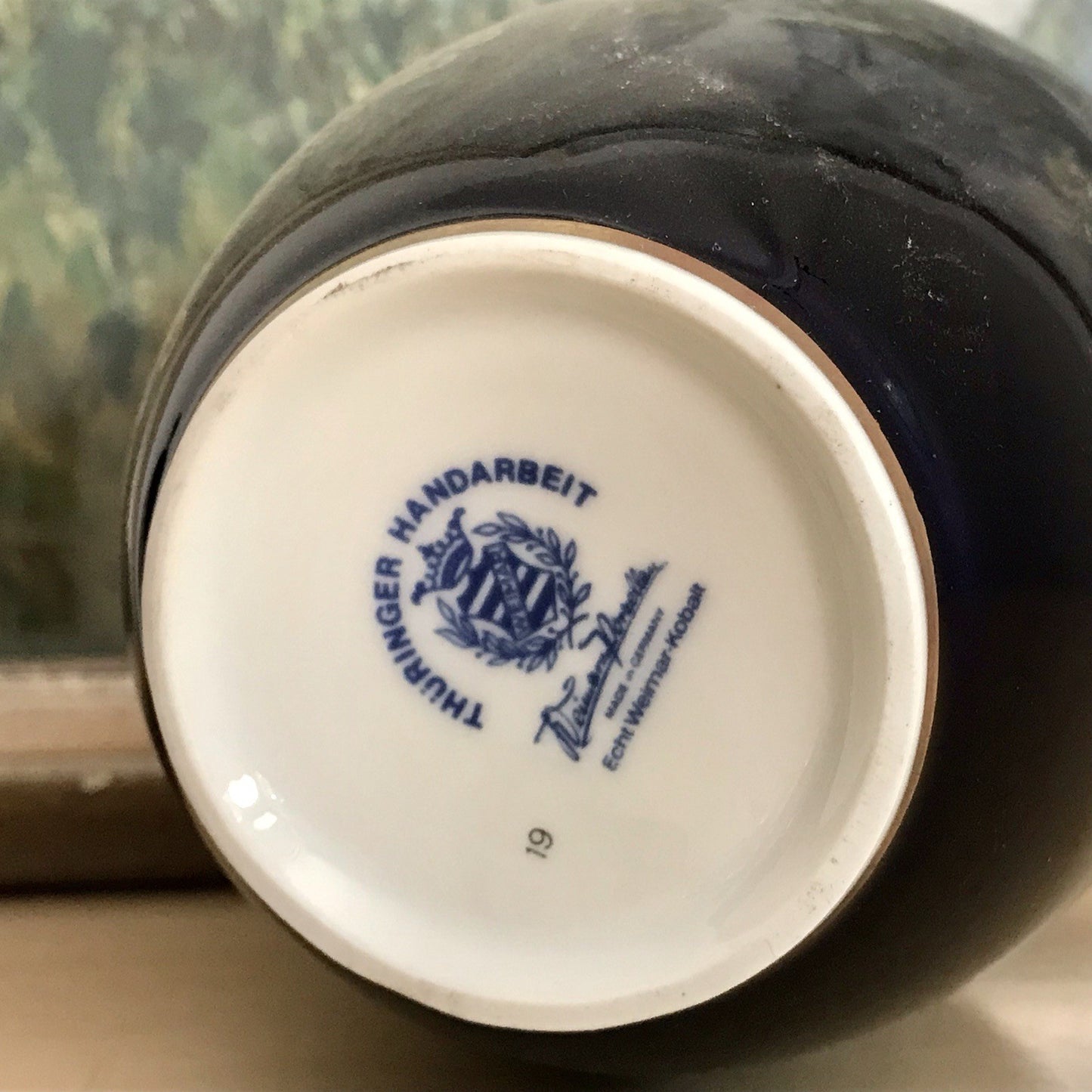 Vintage Alt 1 Porzellan Prunkvase Vase Echt Kobalt blau bunt Weimarer Porzellan