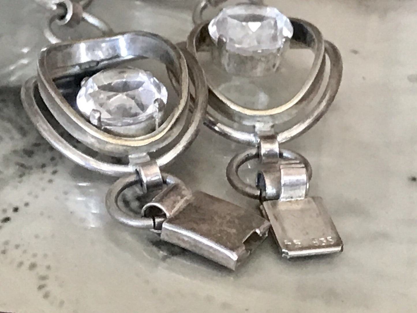 Alt Vintage 60er Armband 835 Silber farblose Steine wunderschön!
