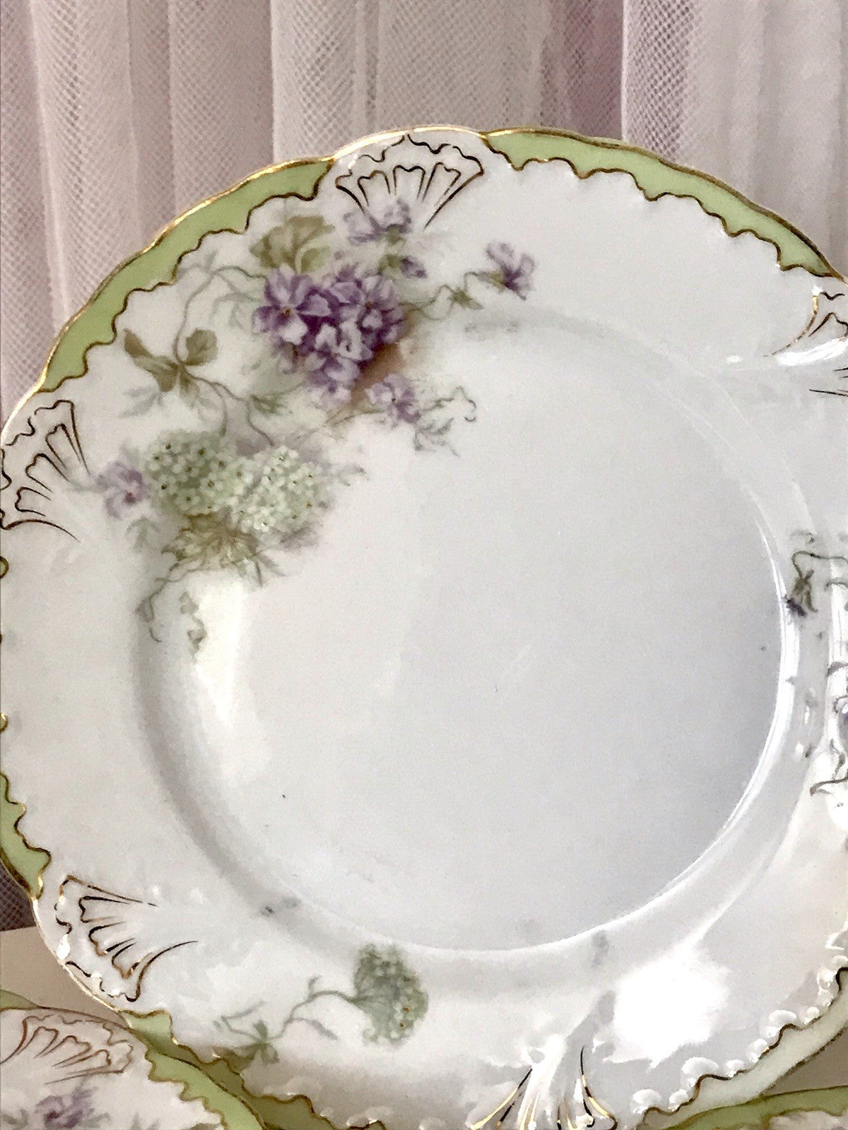 Antik 4 Dessert Kuchen Teller Jugendstil Blumen Muster Jäger&Co Kuchenteller