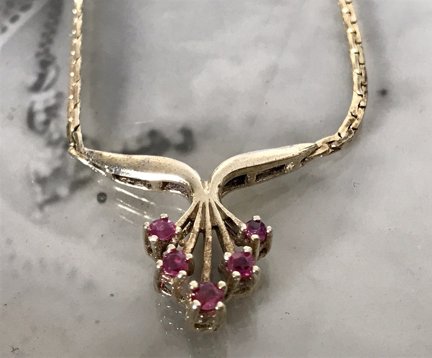 Antik Edel Jugendstil 925 Silber vergoldet Collier Halskette Rubine SCHÖN