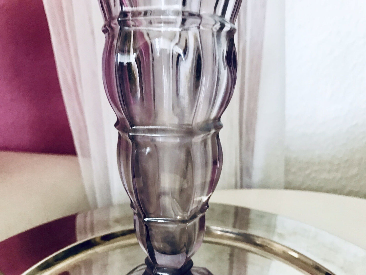 Antik Art Déco 1 Vase Glasvase Pressglas Lila Glas