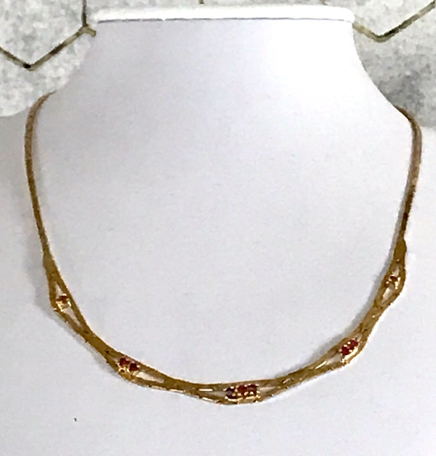 Alt Edel Vintage 925 Silber vergoldet Collier Halskette Rubine?