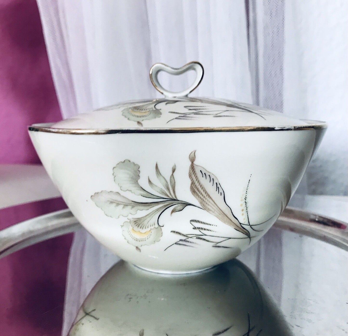 MCM Vintage 50er 60er Porzellan Dose Deckeldose Bonboniere Elfenbein Seltmann