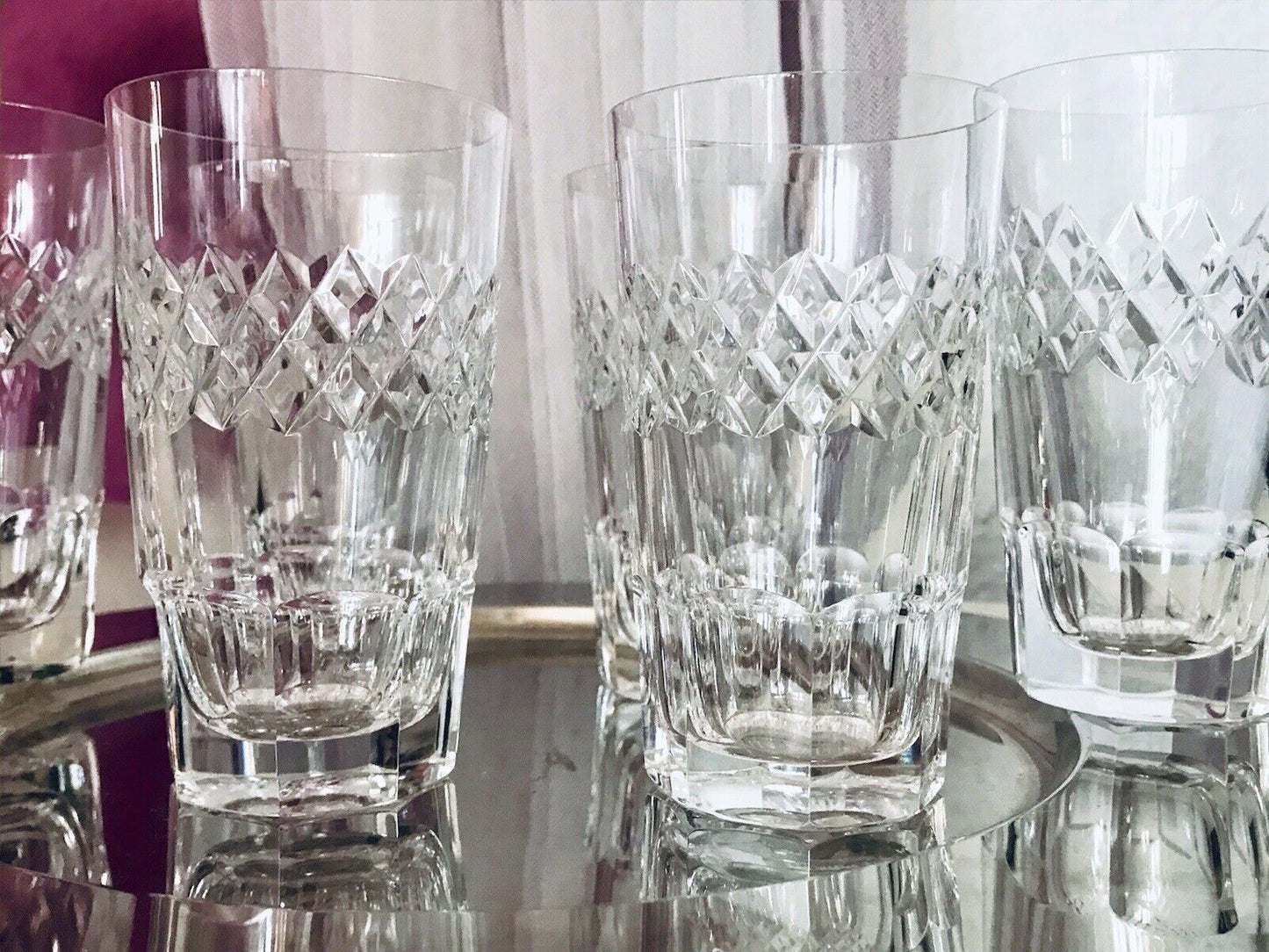 Vintage SEHR EDEL 6x Wassergläser Gläser Becher Kristallglas schön kantiger Fuß