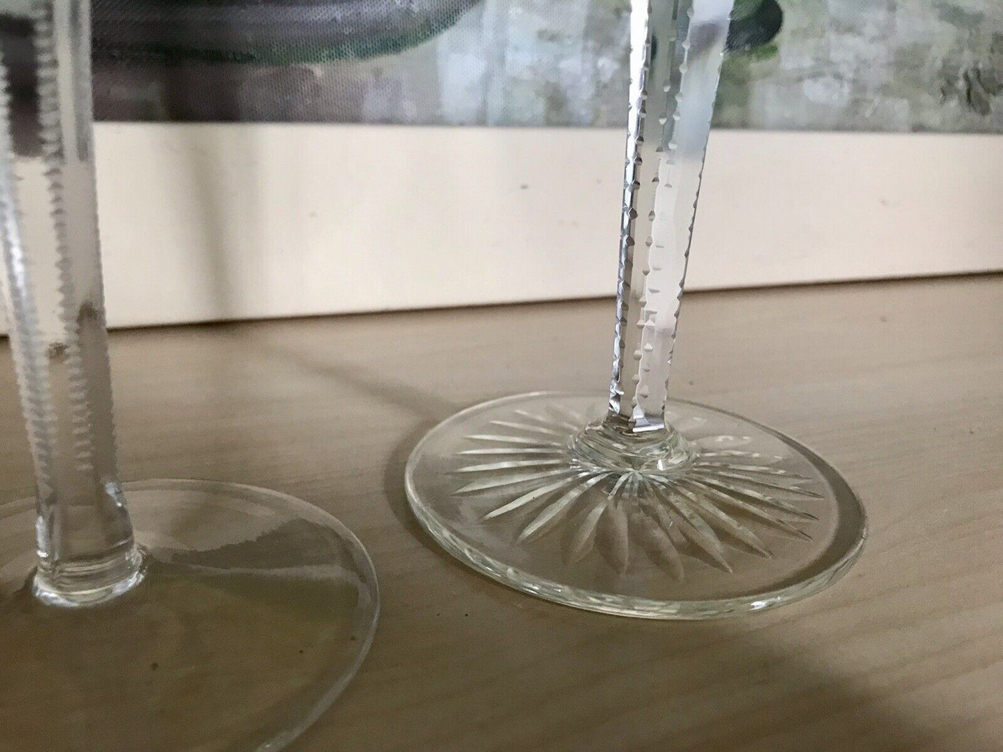 Alt Vintage antik? 2x Weinglas Römer Kristallglas Schliff gelb grün Schliff