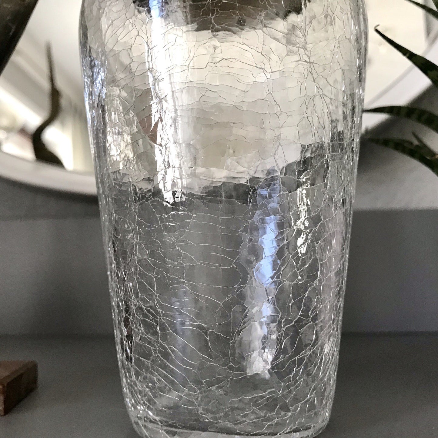 Vintage Glas 60er Craquelée versilbert Montur Getränke Cocktail Shaker