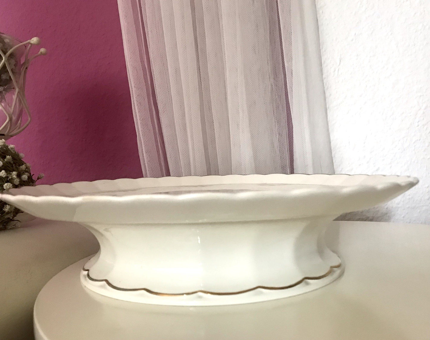 Antik Max Rösler Keramik Tortenplatte Tortenständer Rosen Art Déco