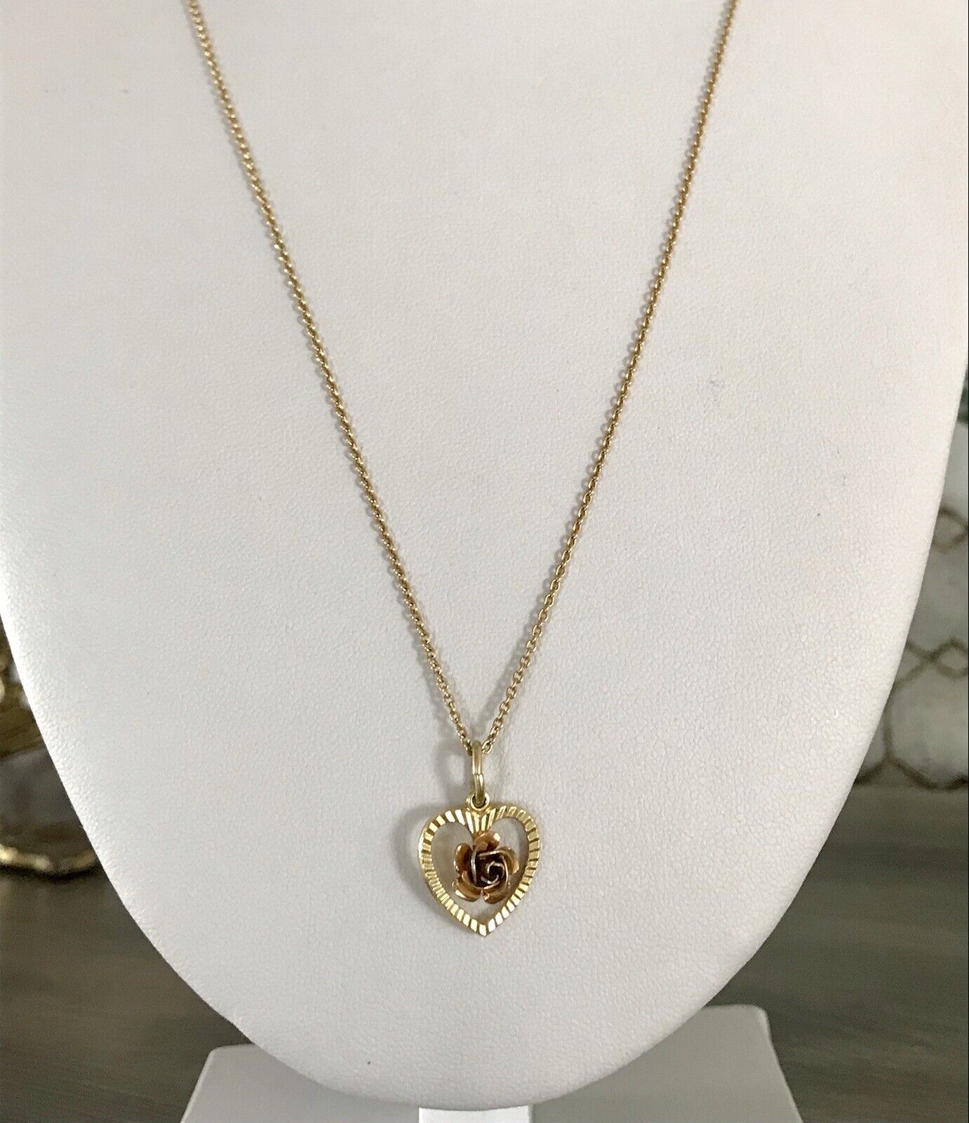 vergoldete 925 Silber Halskette mit vergoldetem Herz Rose Anhänger gold Farbe