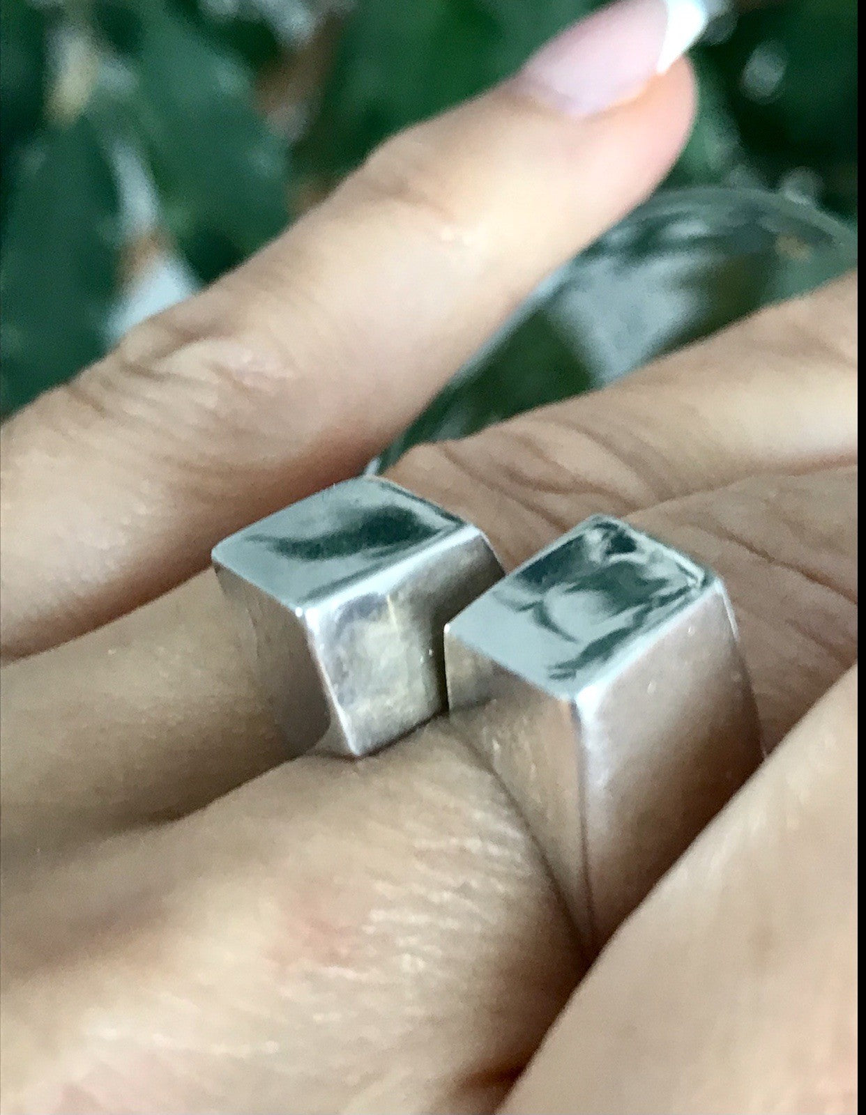 Vintage Modernist Designer DAMEN RING 925 Silber Cube Avantgarde 55 bis 59