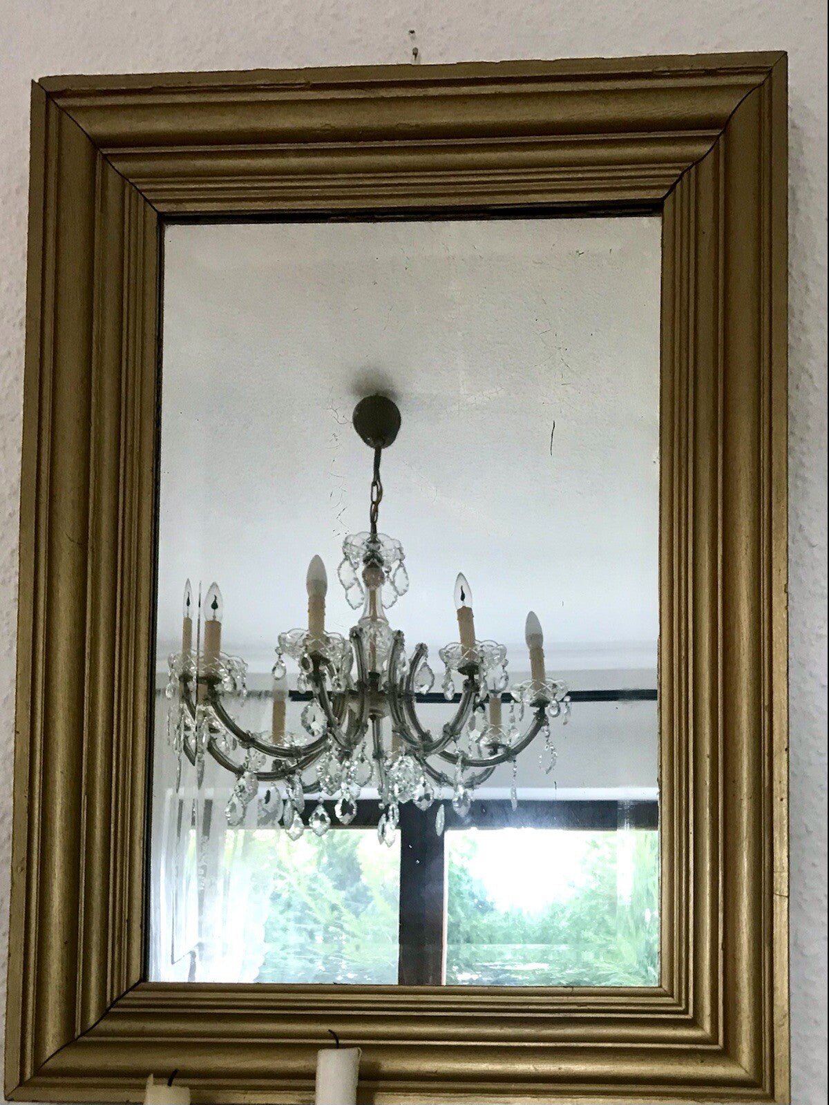 Antik Spiegel facettiert 1900-20 Jugendstil Art Déco Weichholz Wandspiegel gold