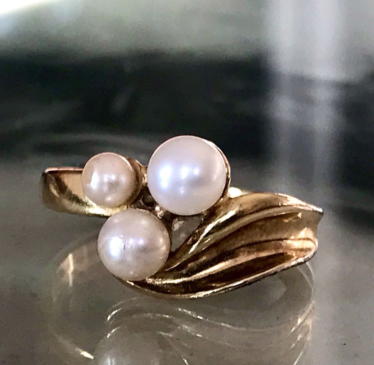 Majorica Edel DAMEN RING Perlen Gr.56 57 vergoldet 925 Silber