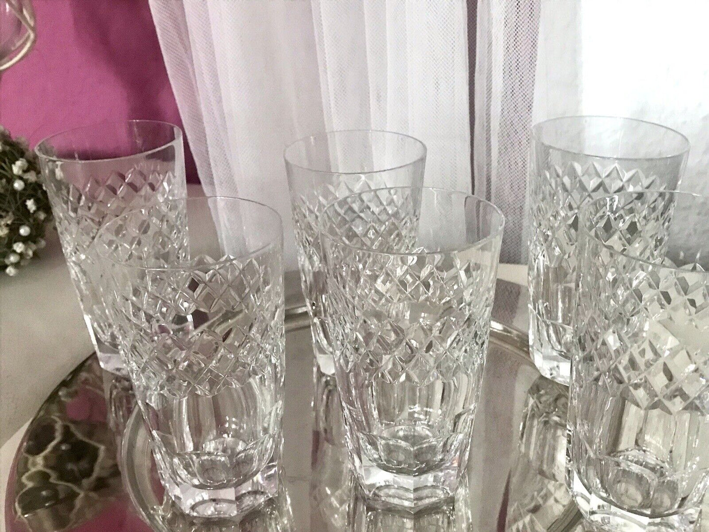 Vintage SEHR EDEL 6x Wassergläser Gläser Becher Kristallglas schön kantiger Fuß