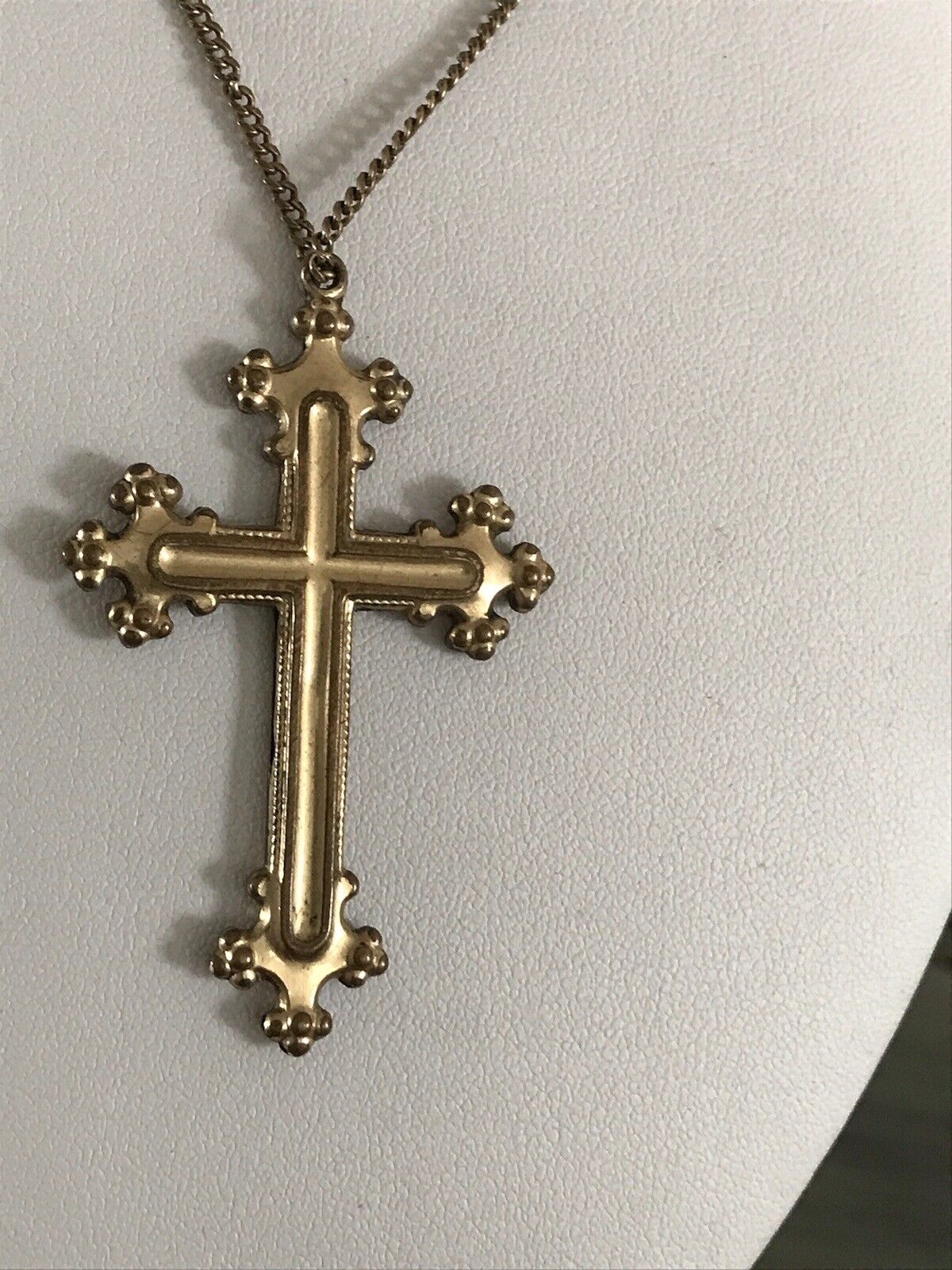 Antik Alt Amerik. Doublè Kreuz Anhänger schön Farbe gold