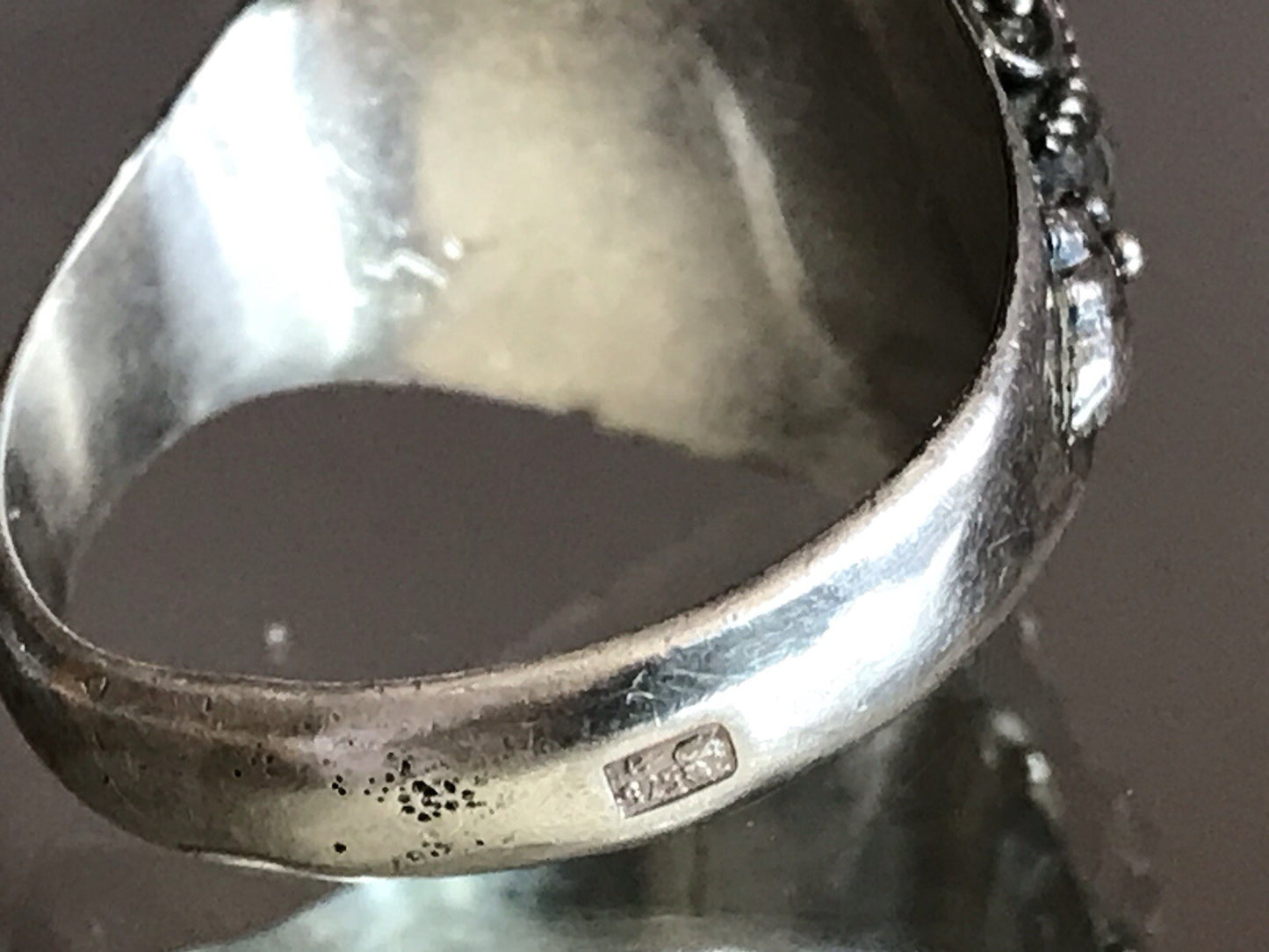 Vintage Edel Granatstein? DAMEN Giftring RING Silber 925 Gr.57