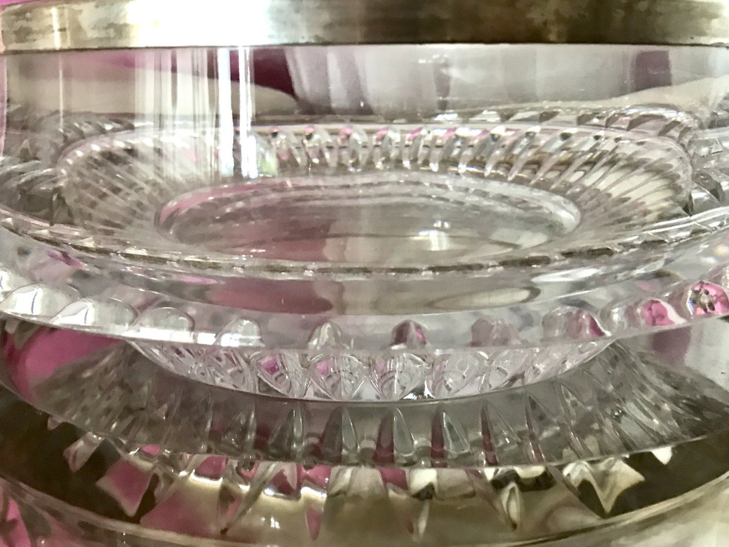 Vintage Glasschale Schale Glas versilbert Rand Kristallglas Bleikristall Europa