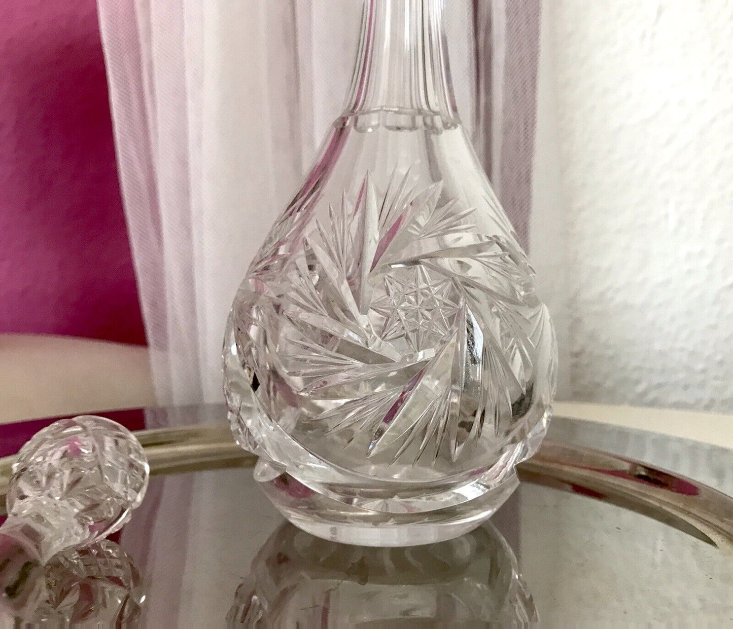 Antik Alt Karaffe Rumflasche Kristallglas Bleikristall geschliffen So SCHÖN