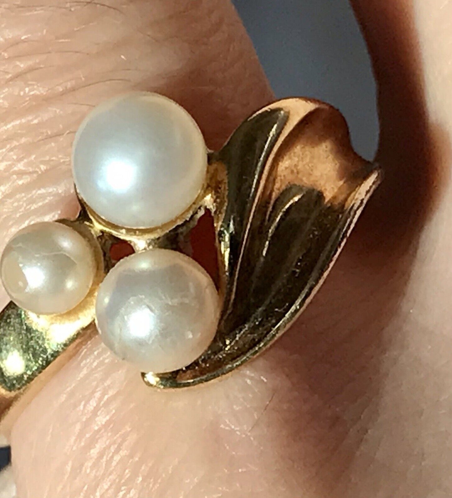 Majorica Edel DAMEN RING Perlen Gr.56 57 vergoldet 925 Silber