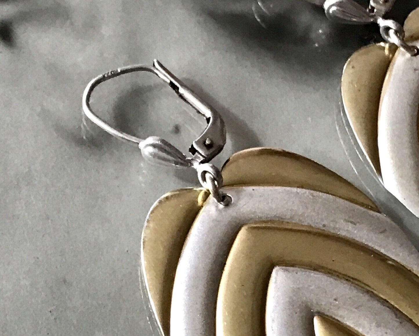 Vintage Ohrhänger Ohrringe Blätter Hänger DAMEN Silber vergoldet SUPER Design