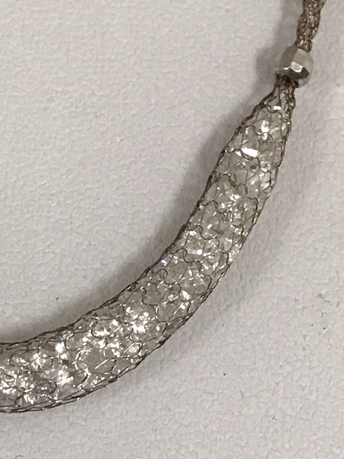 Alt Vintage Edel Gold 333 Gold & 925 Silber Collier Halskette Goldnetz Steine