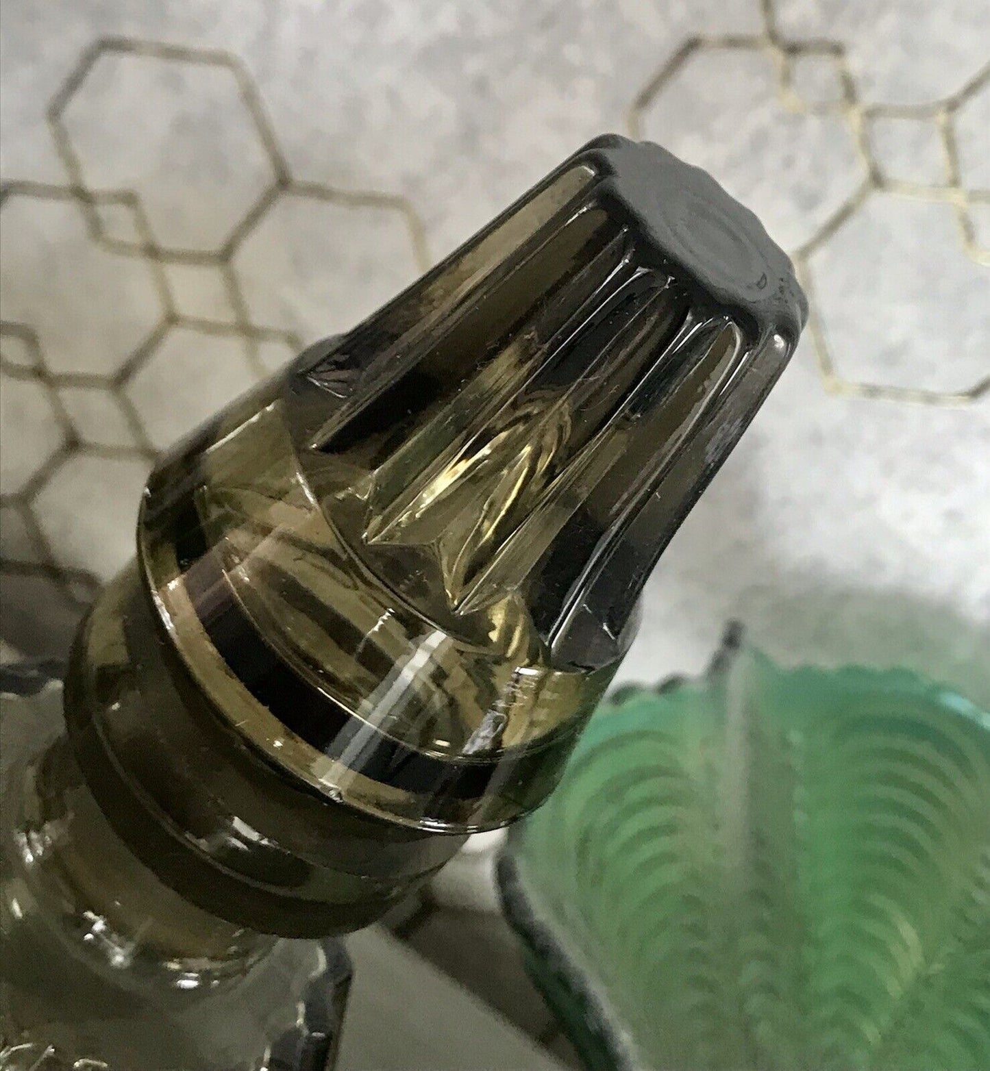 Antik Art Déco Bauhaus Glas Karaffe Dekanter Rauchglas wundervoll