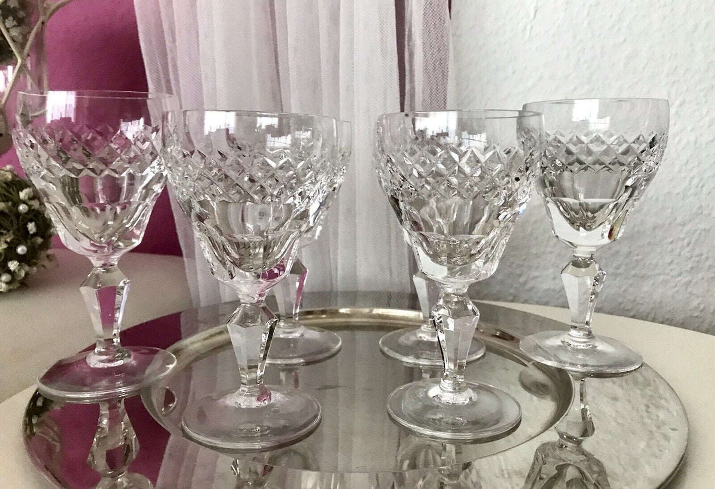 Vintage SEHR EDEL 6x Weingläser Gläser Kristallglas So schön!