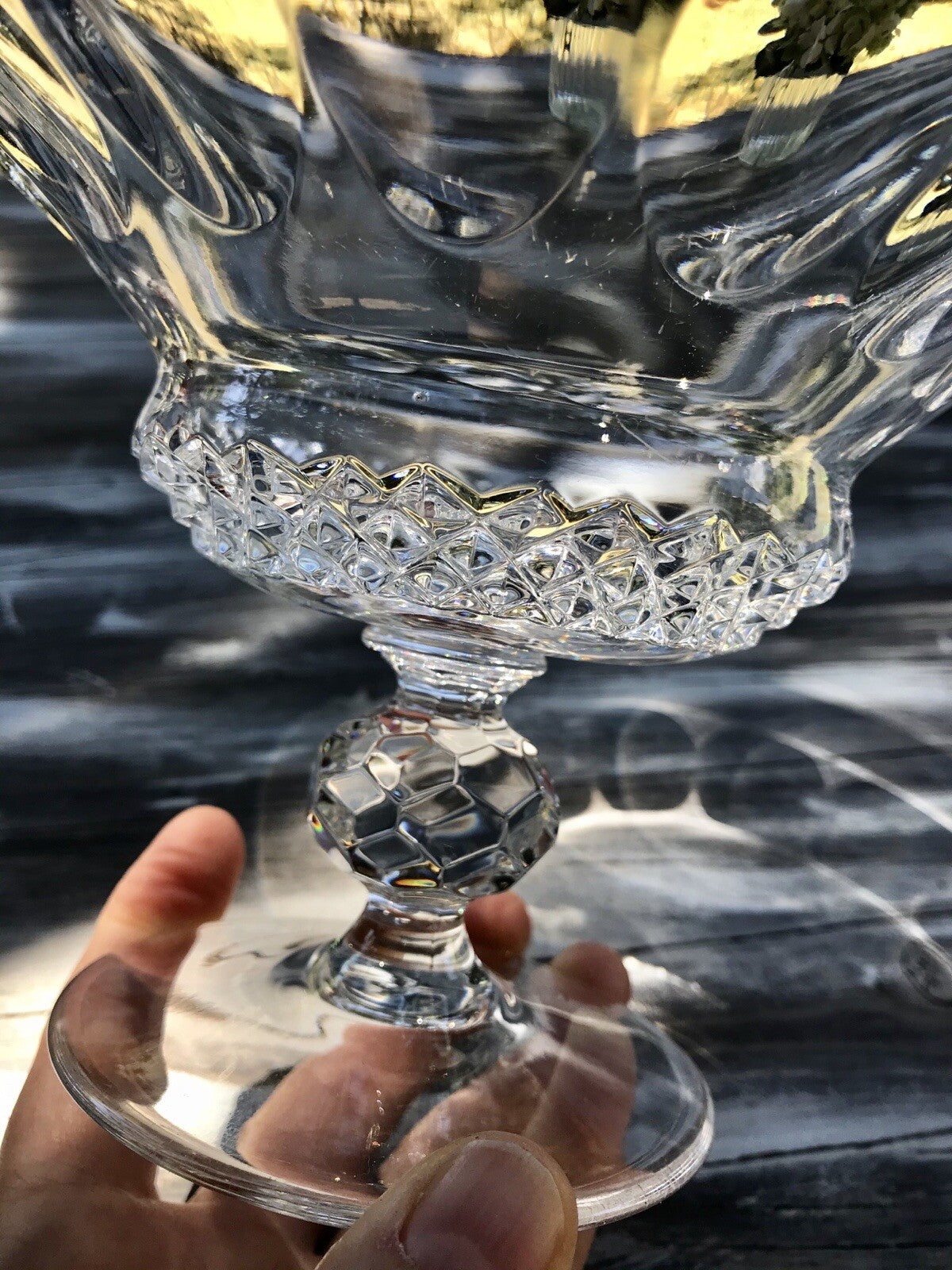 Alt Vintage Bleikristall Schale auf Fuß Glasschale Kristallglas Glas Edel