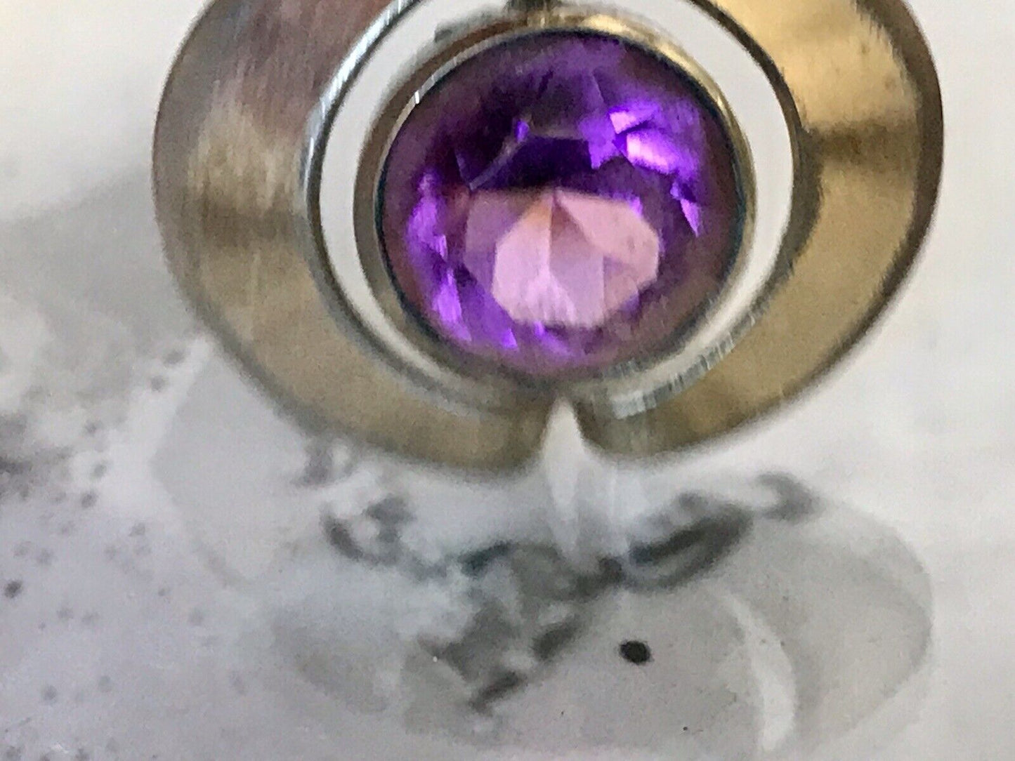 Vintage TeKa Designer Anhänger lila Stein Amethyst? Amerik. Doublè vergoldet
