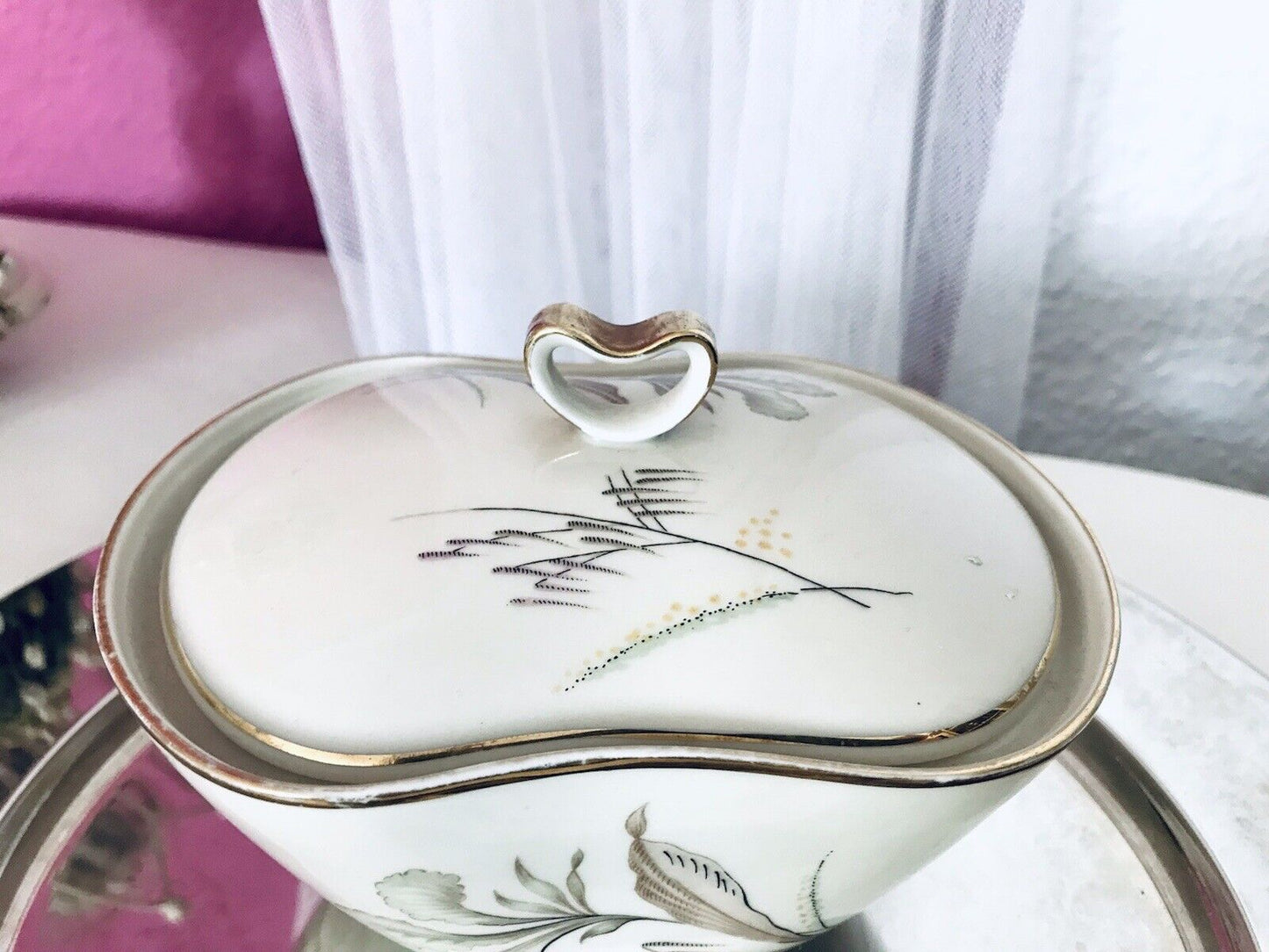 MCM Vintage 50er 60er Porzellan Dose Deckeldose Bonboniere Elfenbein Seltmann