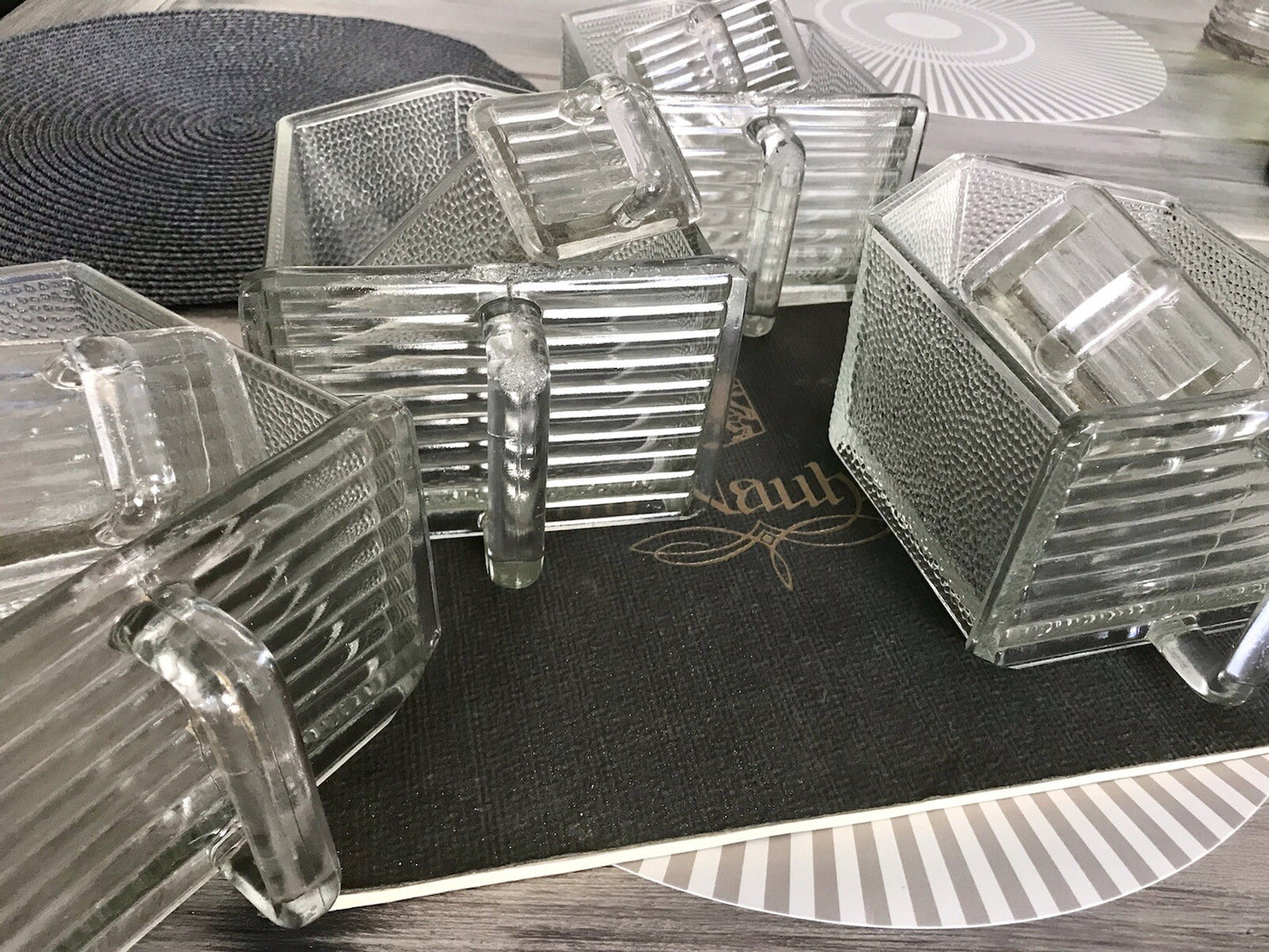 Antik 8 Art Déco Vintage Schütten Glas Pressglas Ponce Vorratsgefäße