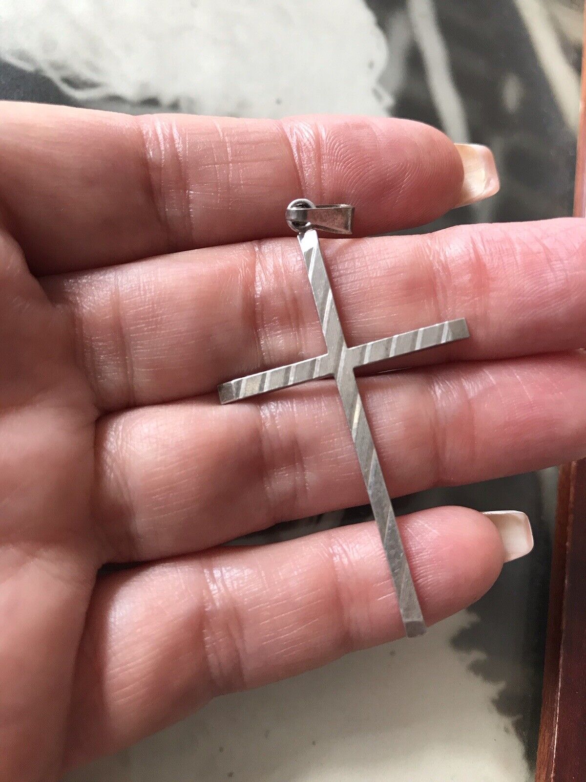 alt schöne Form 925 Silber Kreuz Anhänger Kettenanhänger