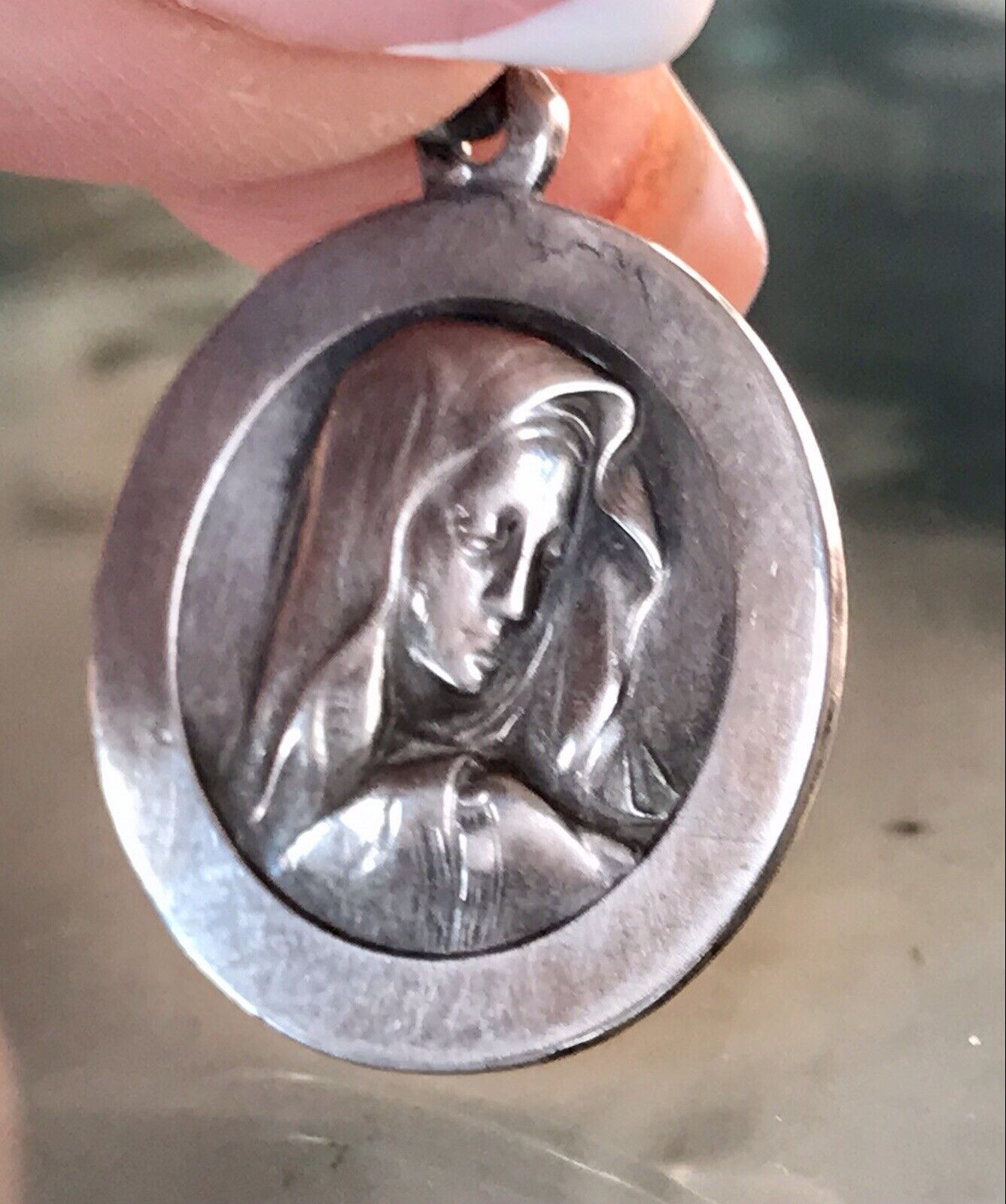 Antik Edel Anhänger Kettenanhänger Silber christlich Maria Mutter Gottes